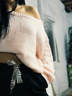 Ribbed Knit Off The Shoulder Relaxed Sweater