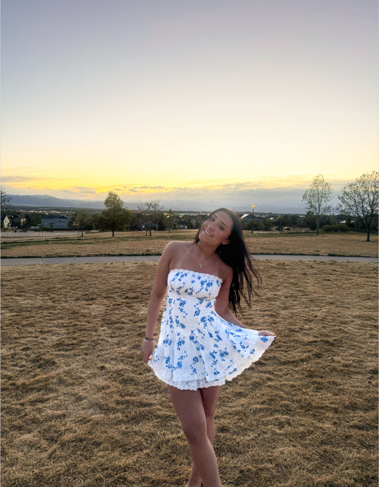 Wild Blue Floral Mini Dress