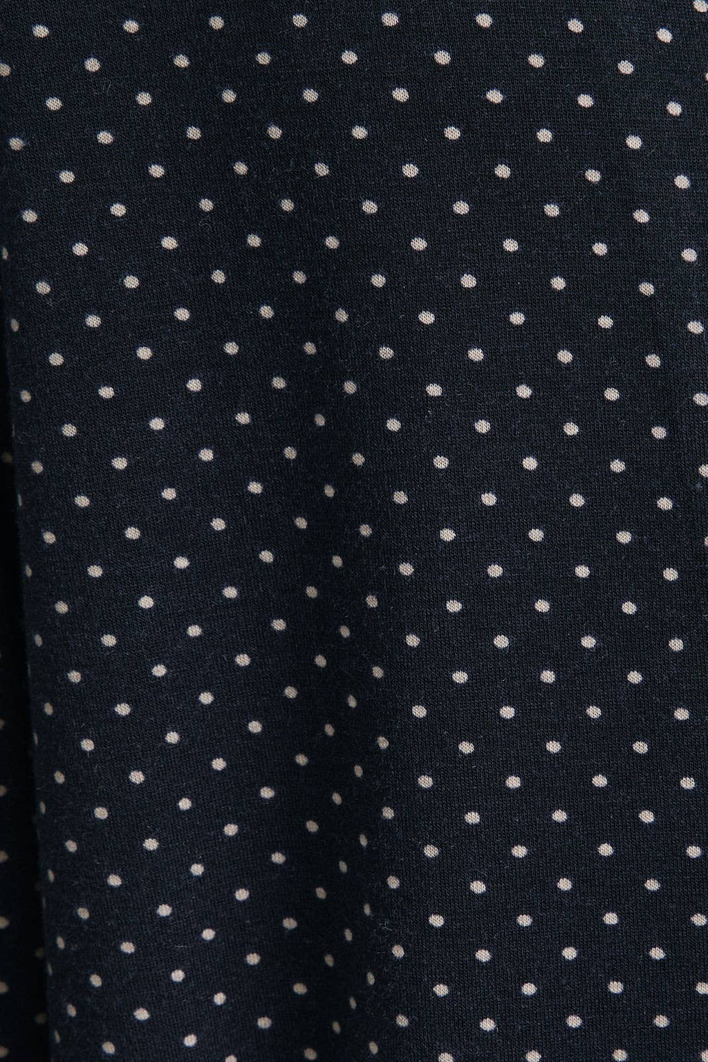 Polka Dot Knit Pajama Top With Lace Trim