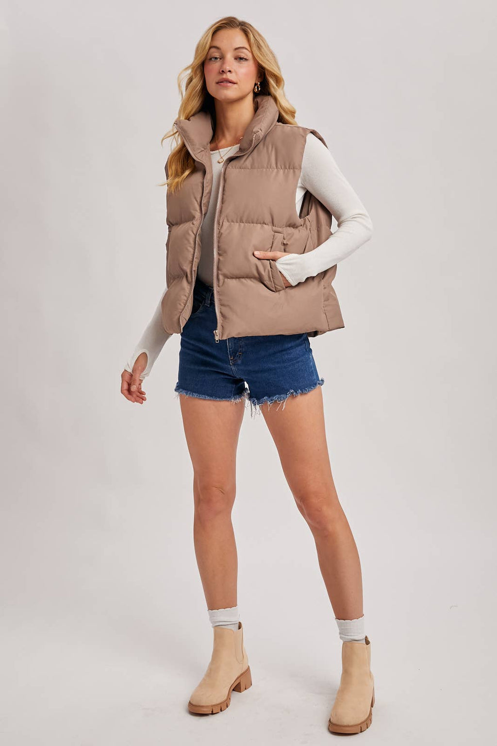 Zipper Front Puffer Vest