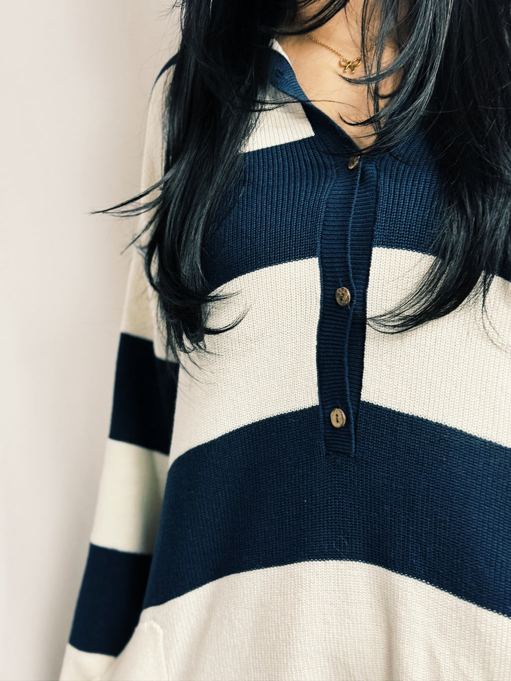 Long Sleeve Collared Striped Relaxed Fit Romper