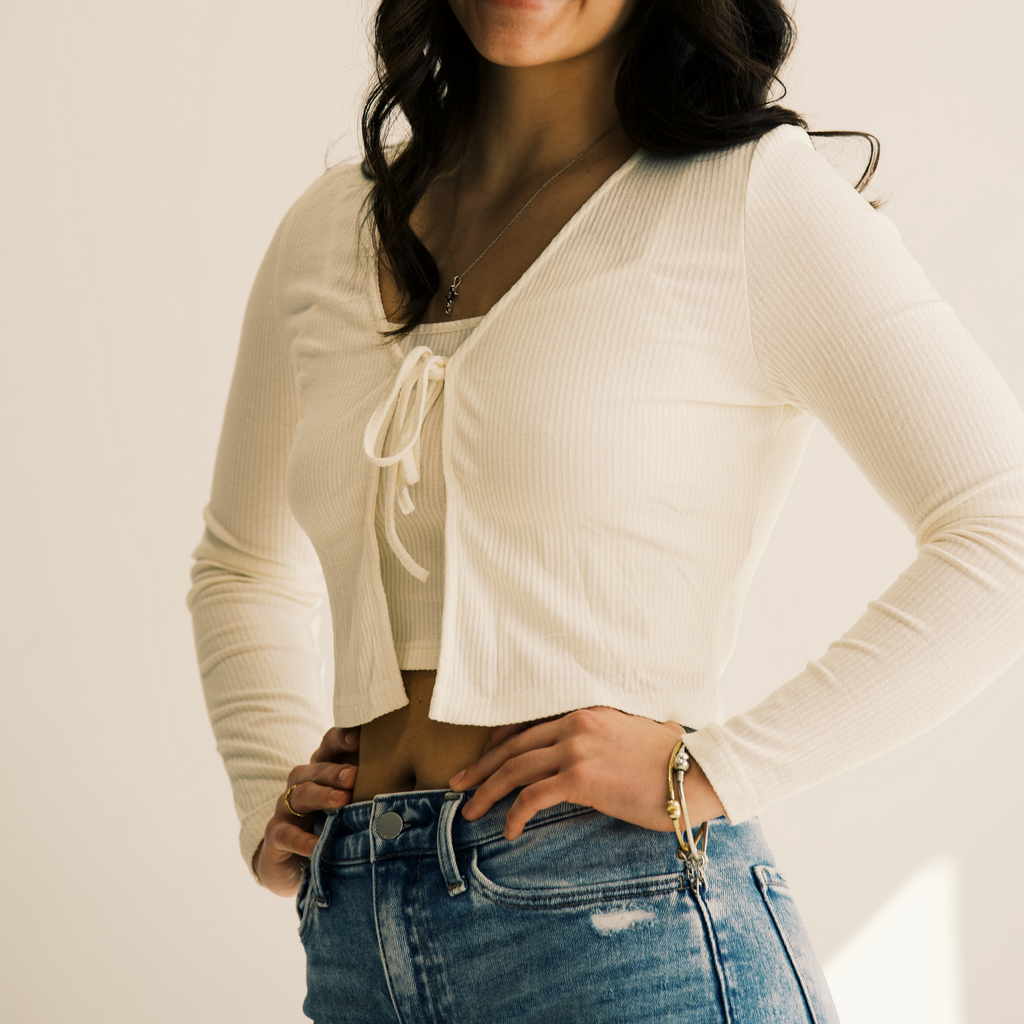 Ribbed Knit Cardigan and Tank Top Set