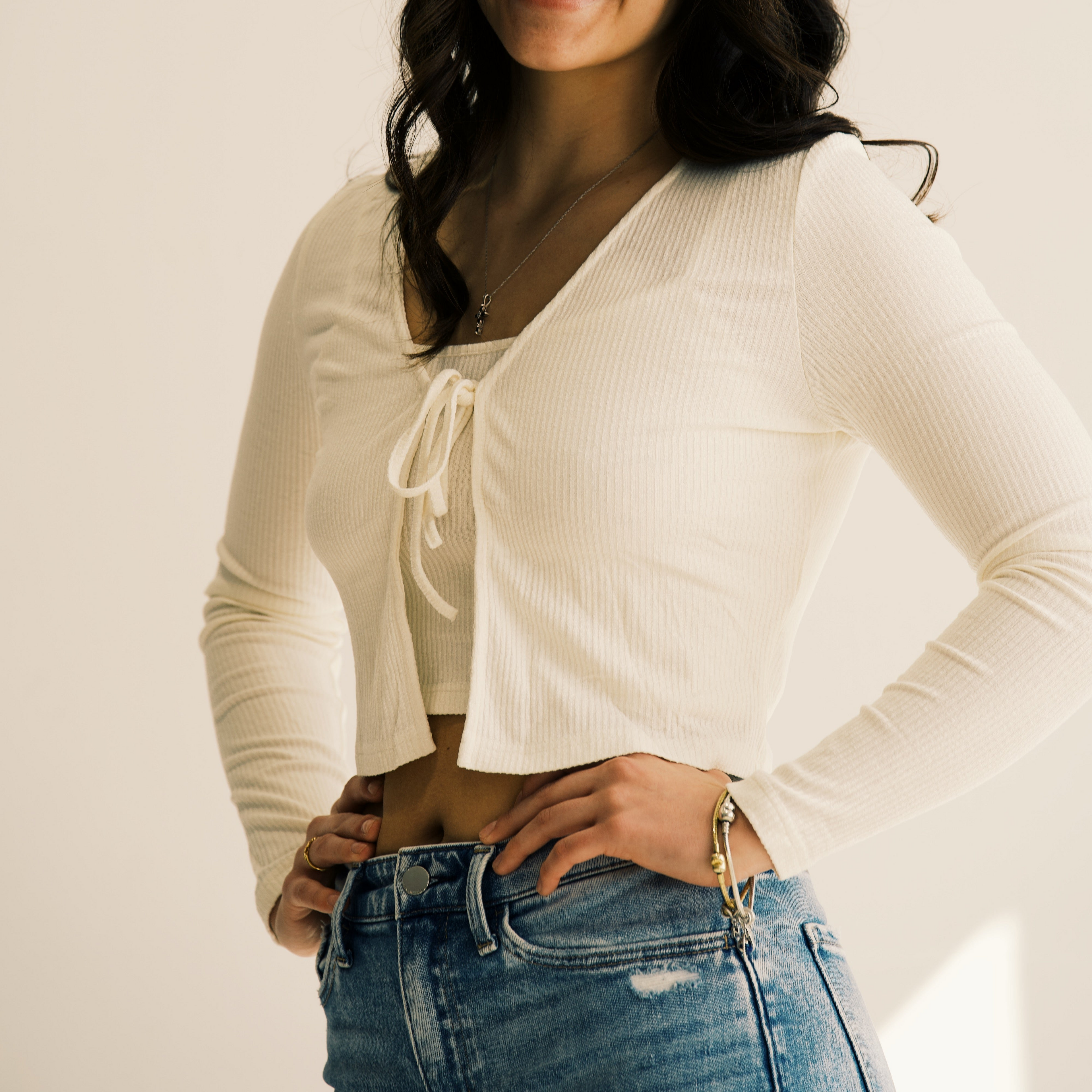 Ribbed Knit Cardigan and Tank Top Set