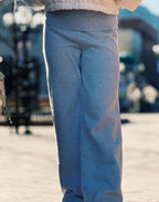 Mid-Rise Fold Detail Sweater Pants