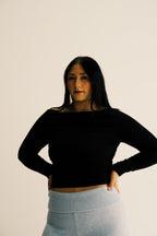 Boat Neckline Basic Casual Lounge Long Sleeve Top