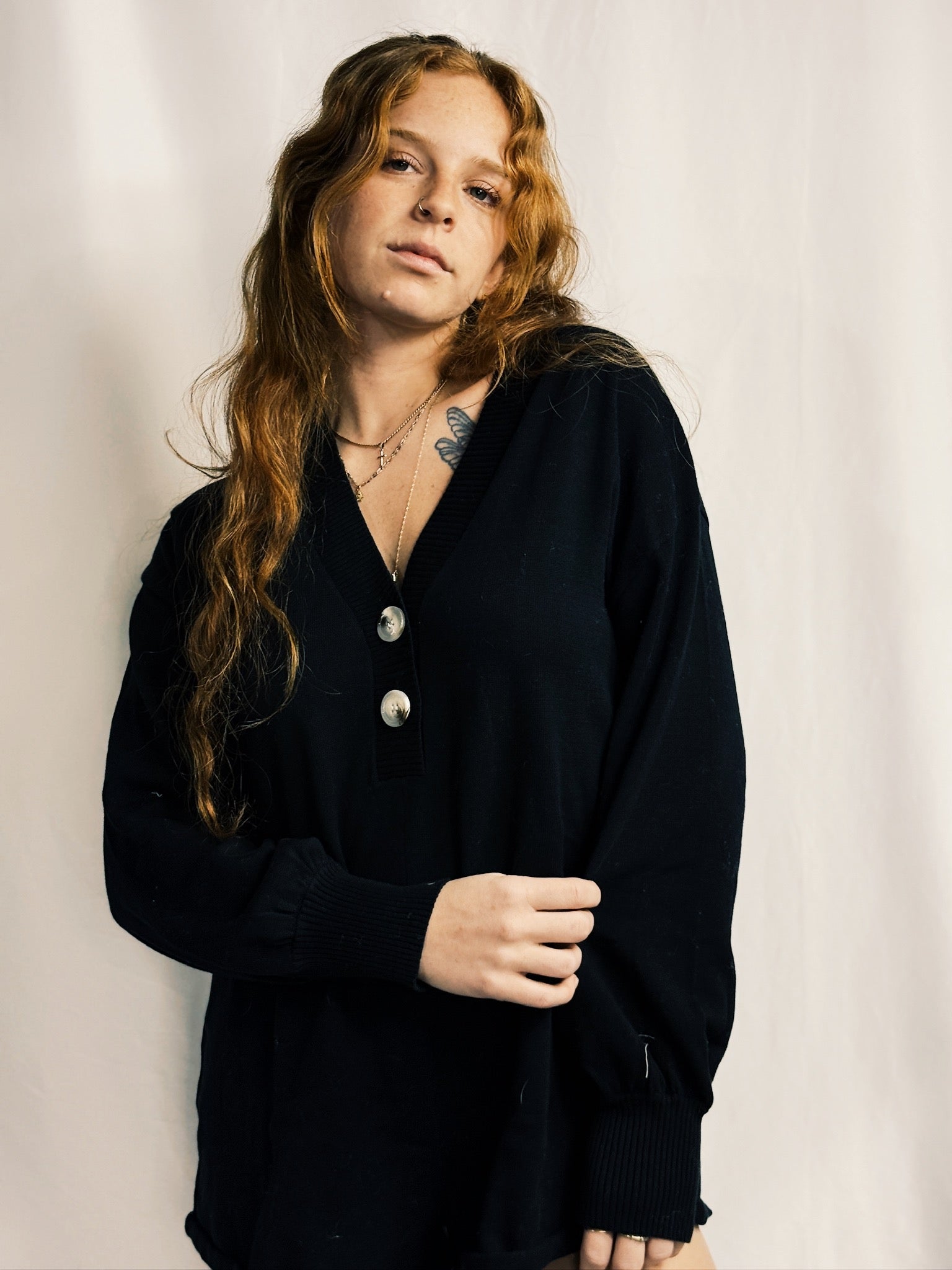 Relaxed Fit Long Sleeve Romper With Front Buttons