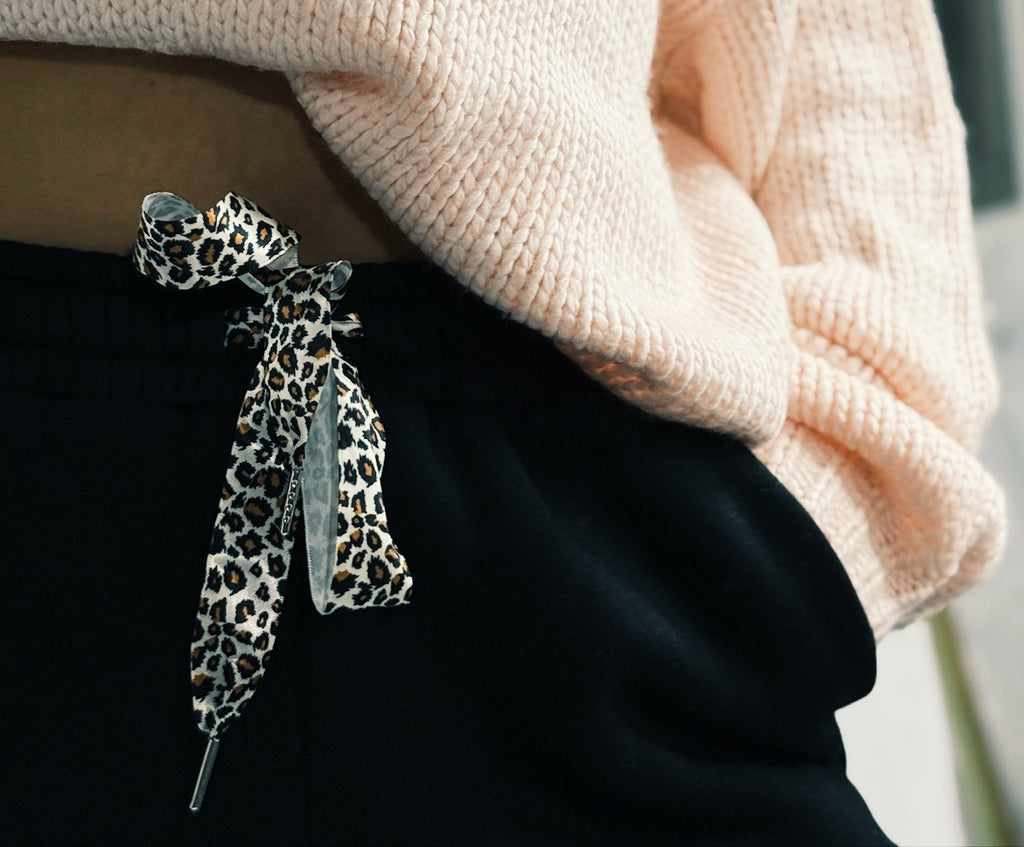 Fleece Lined Leopard Drawstring Elastic Waist Solid Pants