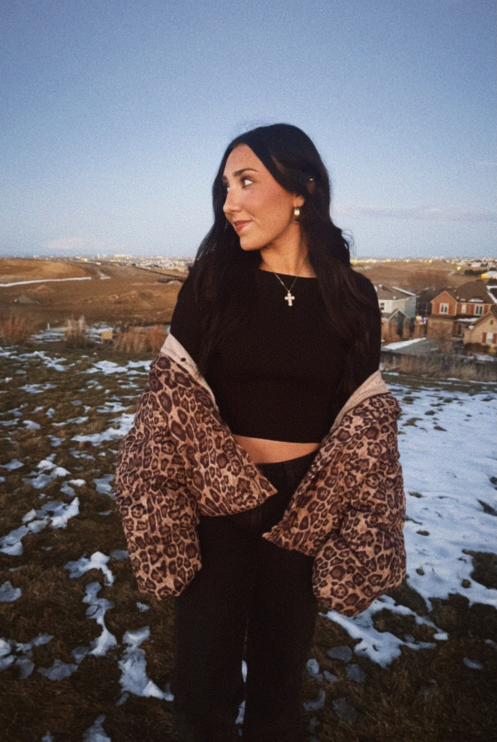 Leopard Cropped Puffer Jacket