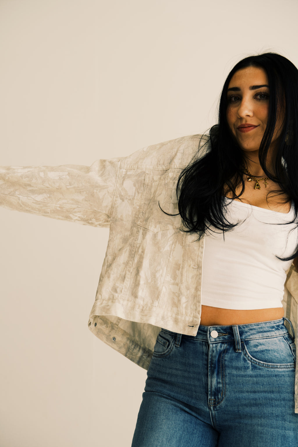 Print Oversized Button-Up Jacket
