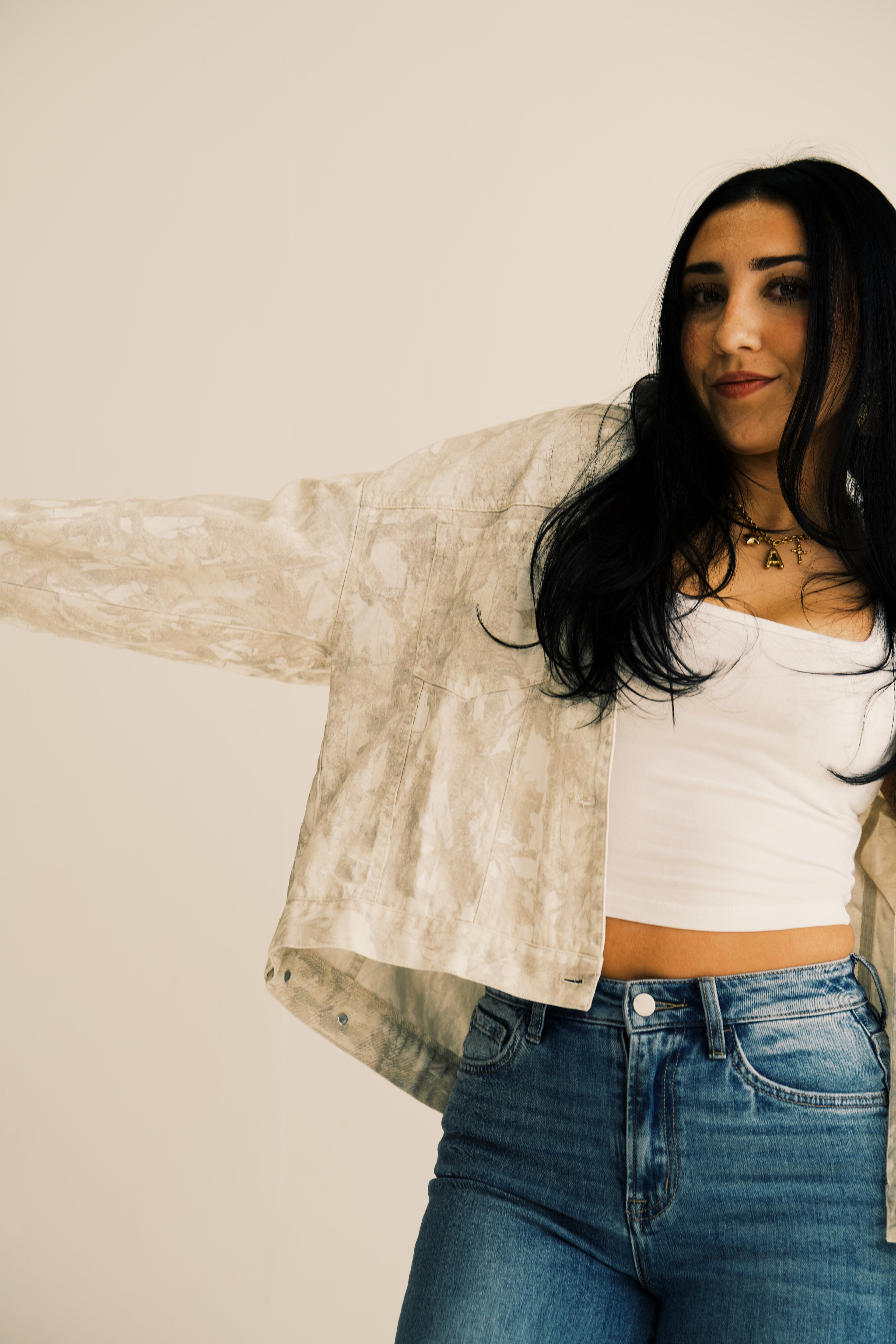 Print Oversized Button-Up Jacket
