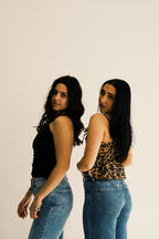 Leopard Print Adjustable Tie Straps Peplum Top