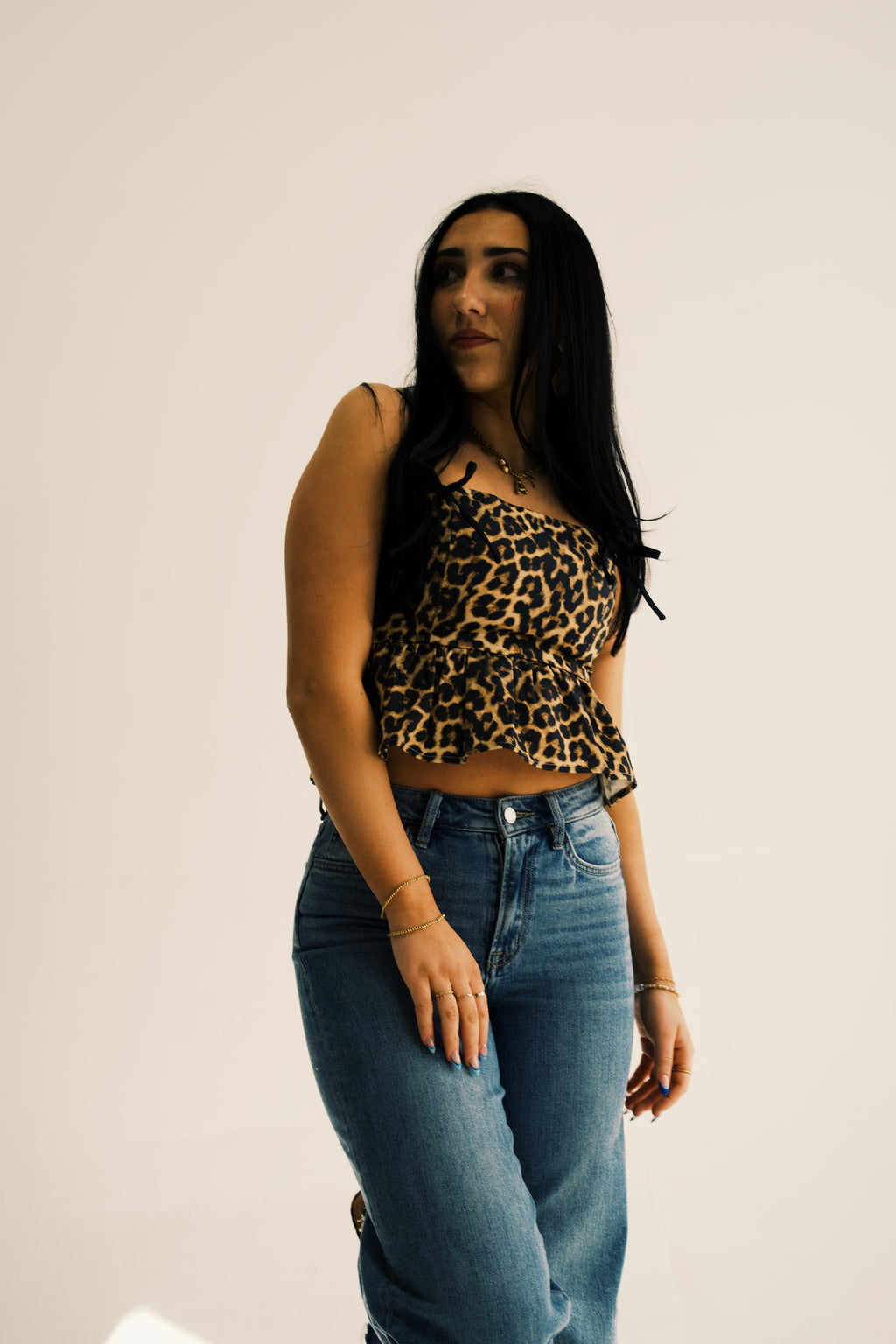 Super High Rise Medium Wash Raw Hem Wide Leg Jeans