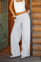 Fleece Gingham Boxer Detail Straight Leg Sweatpants