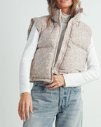 High Neck Floral Puffer Vest
