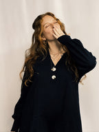 Relaxed Fit Long Sleeve Romper With Front Buttons