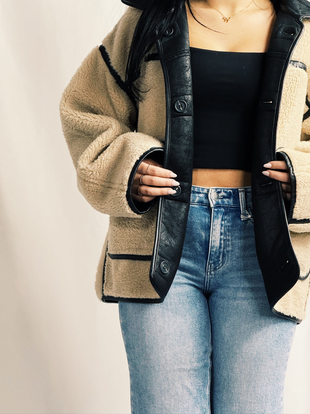 Reversible Sherpa and Leather Jacket