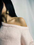Ribbed Knit Off The Shoulder Relaxed Sweater