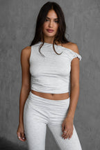 Twist Strap Asymmetric Off-the-Shoulder Neckline Top