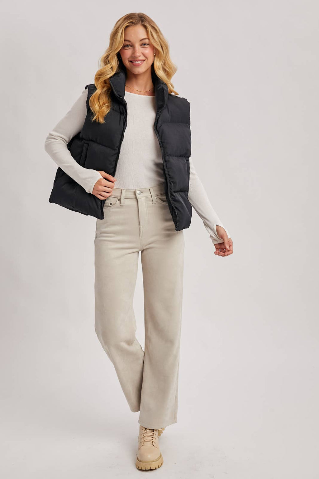 Zipper Front Puffer Vest