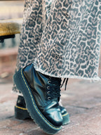 Leopard Frayed Edge Wide Leg High Waist Jeans