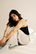 Fleece Gingham Boxer Detail Straight Leg Sweatpants