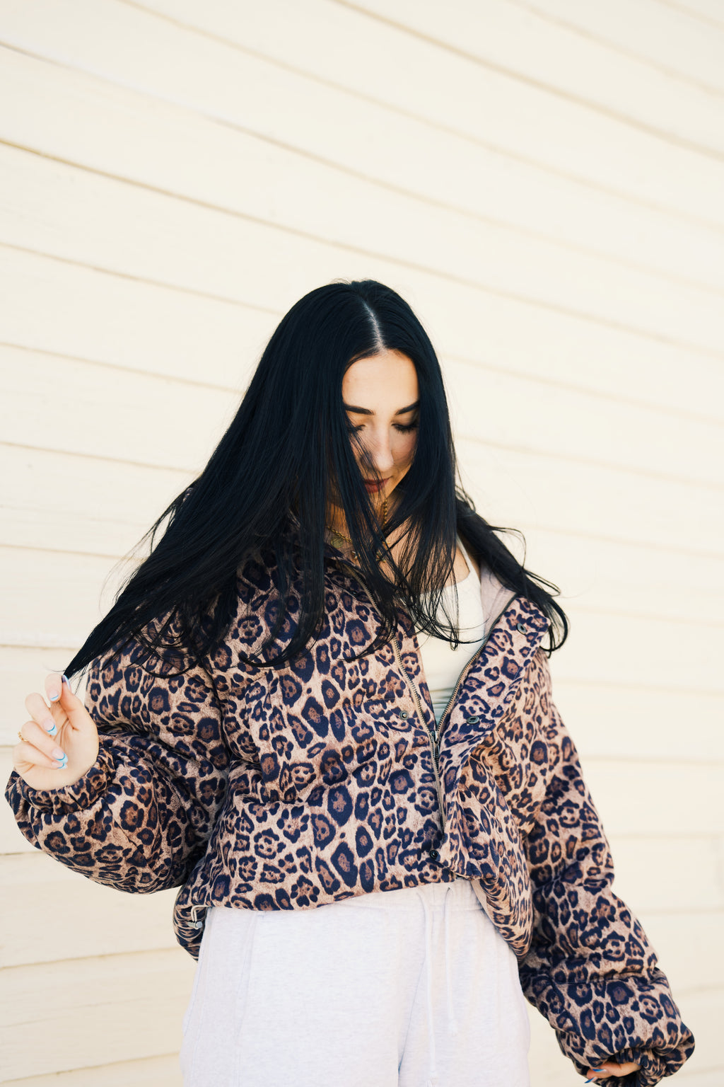 Leopard Cropped Puffer Jacket