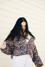 Leopard Cropped Puffer Jacket