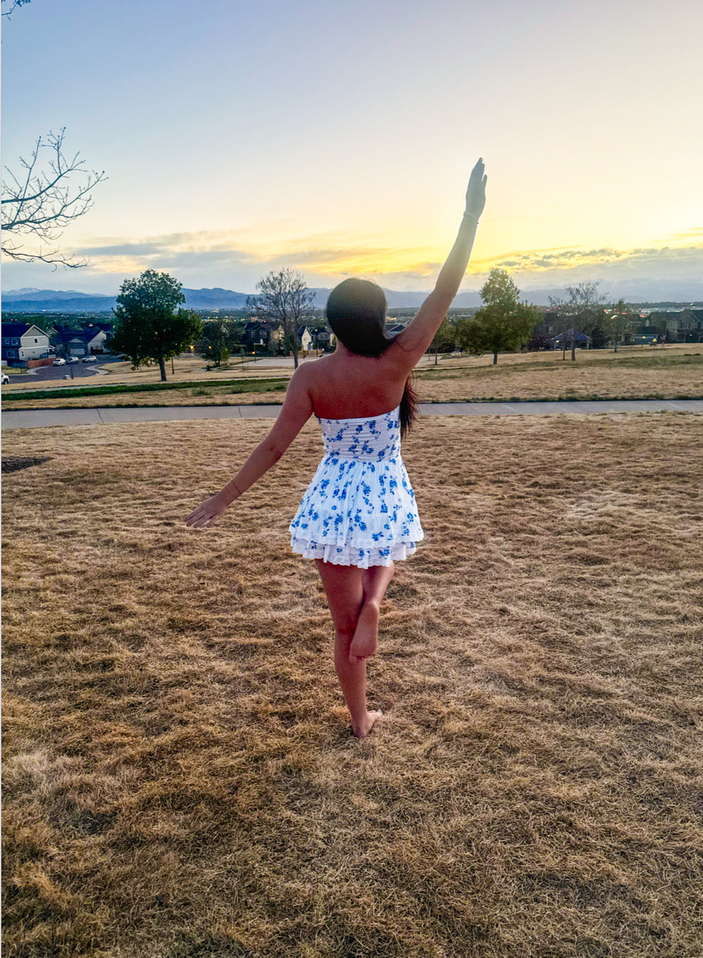 Wild Blue Floral Mini Dress