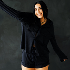Polka Dot Knit Pajama Top With Lace Trim