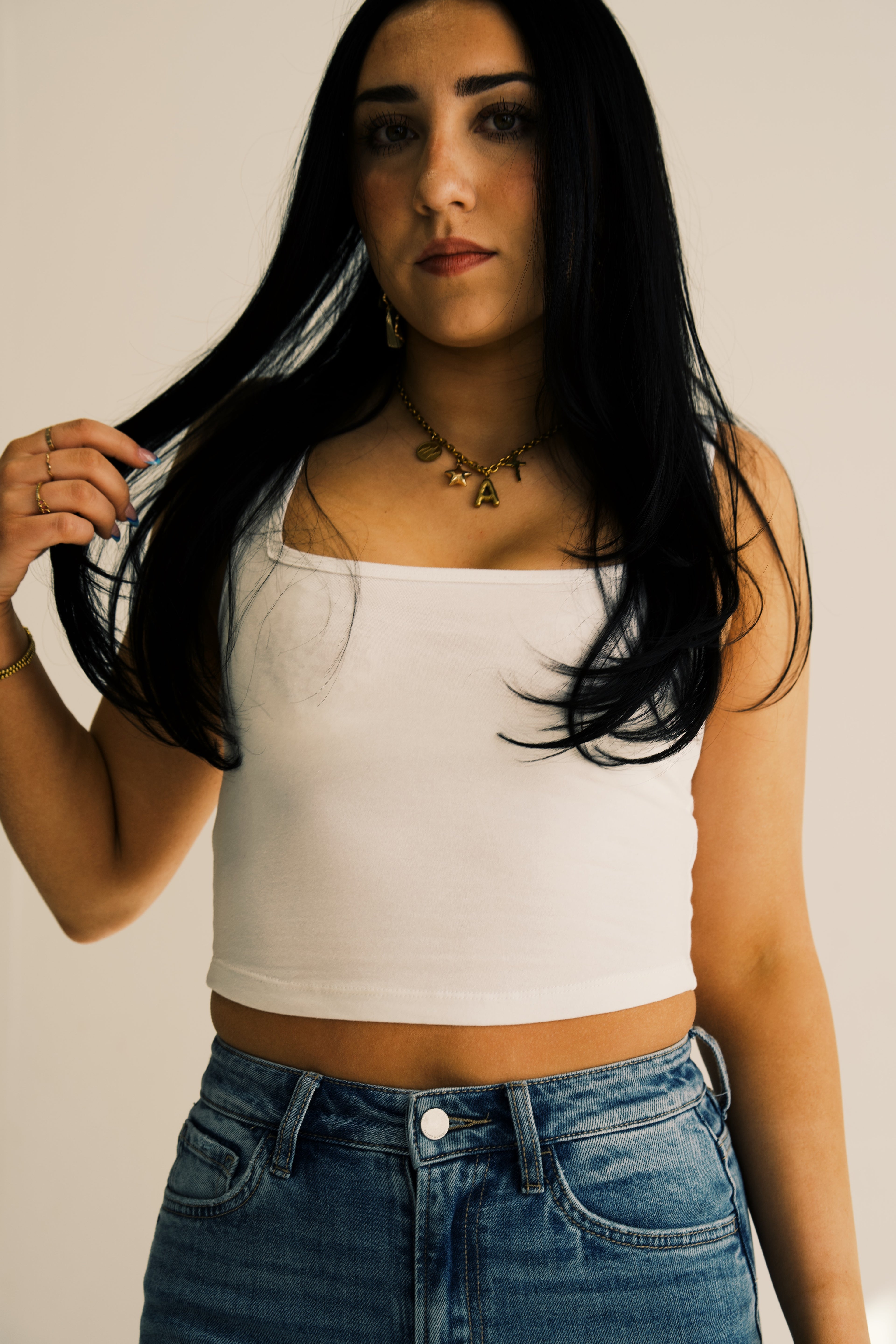Cotton Square Neck Cropped Cami Top