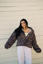 Leopard Cropped Puffer Jacket
