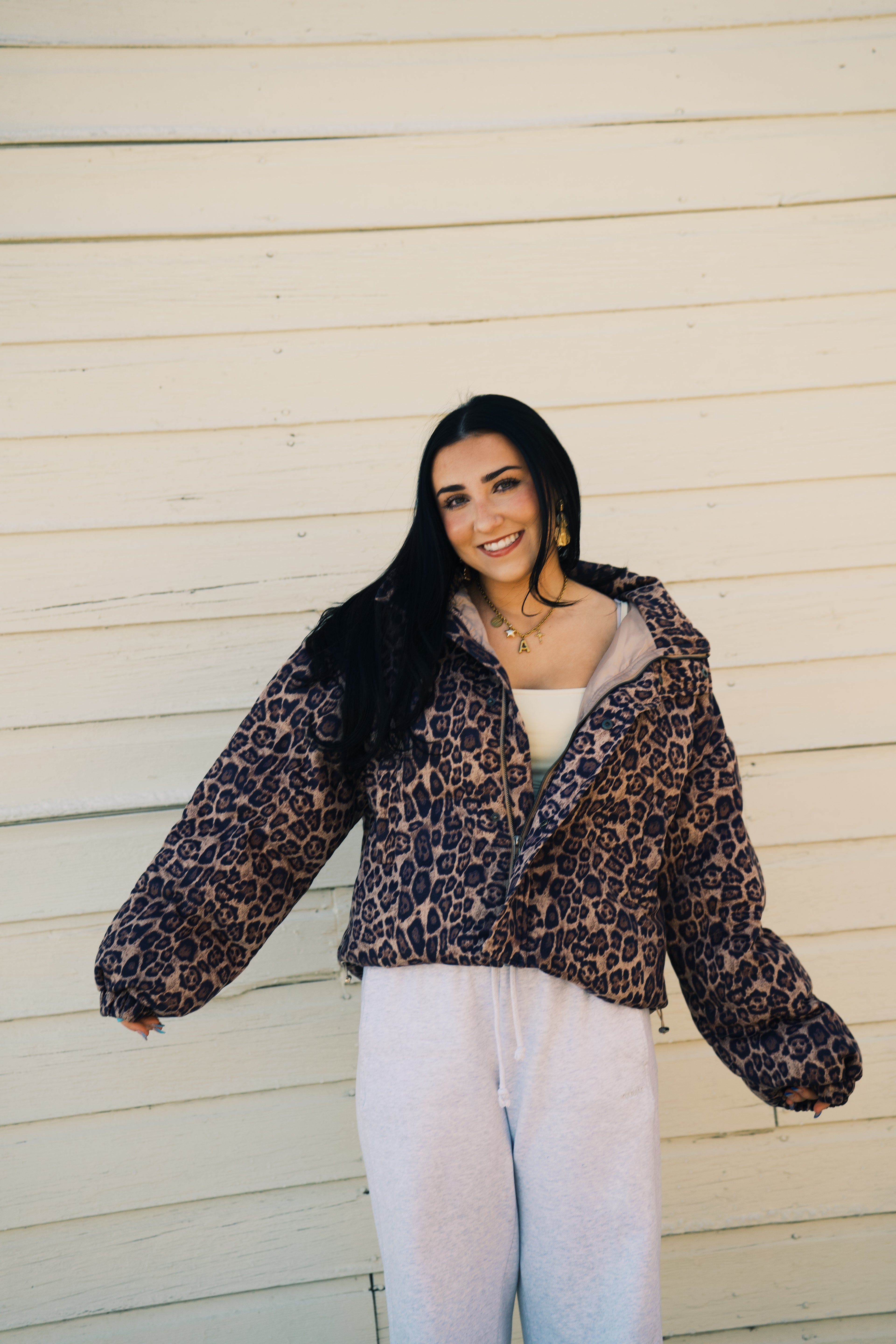 Leopard Cropped Puffer Jacket
