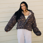 Leopard Cropped Puffer Jacket