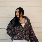 Leopard Cropped Puffer Jacket