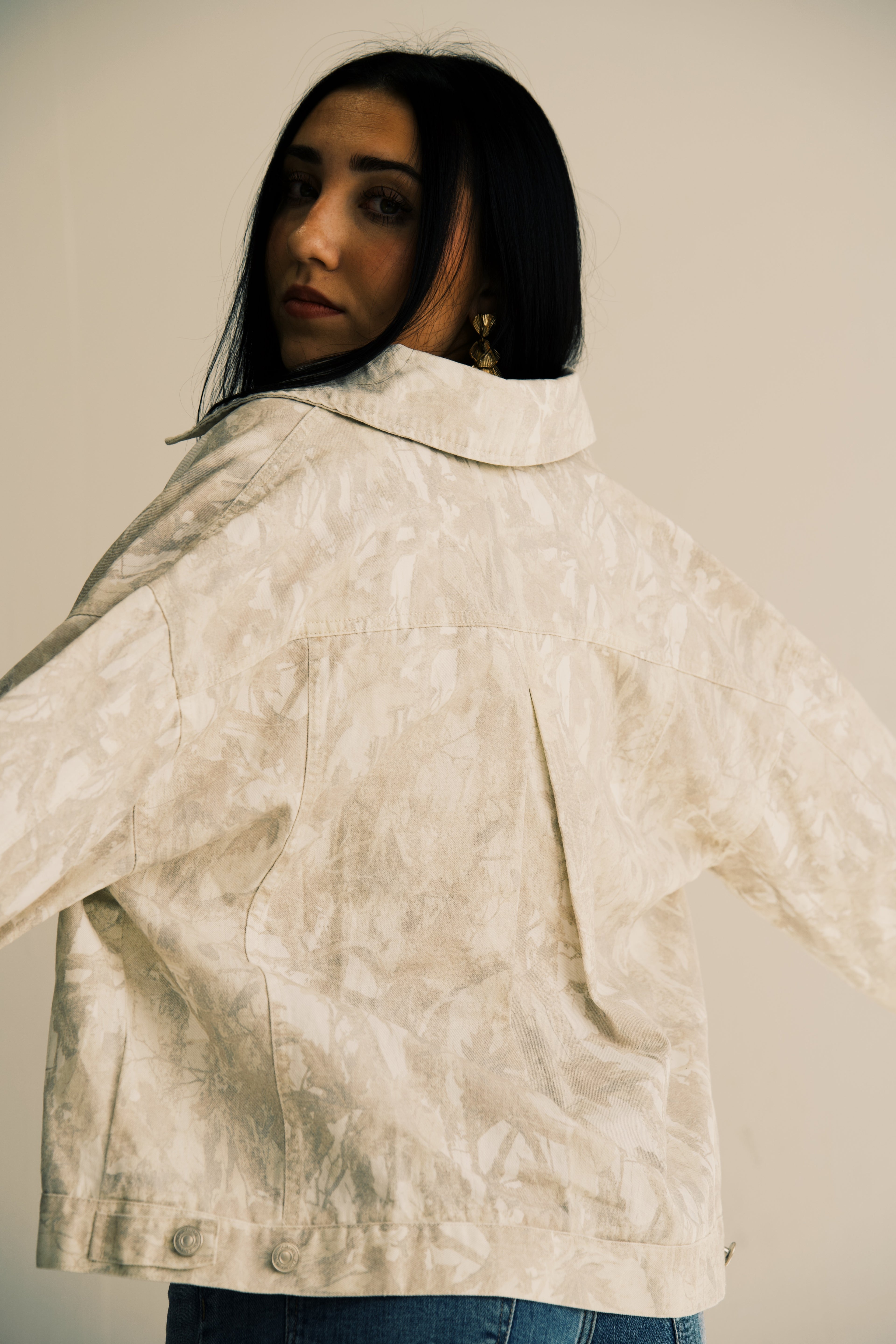 Print Oversized Button-Up Jacket