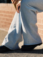 Mid-Rise Fold Detail Sweater Pants