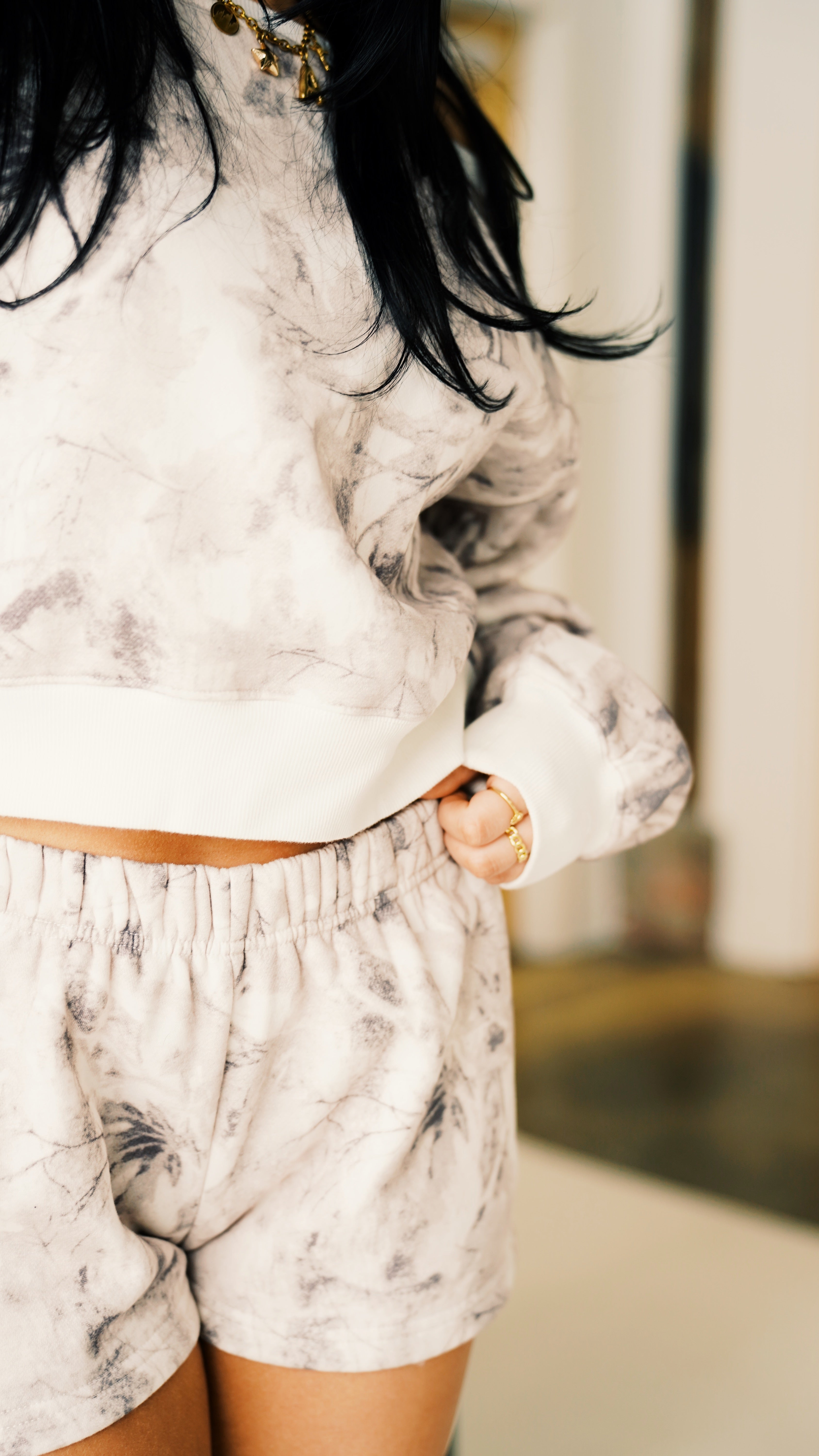 Light Woodland Camo Lounge Fleece Mid Rise Shorts