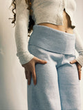 Mid-Rise Fold Detail Sweater Pants