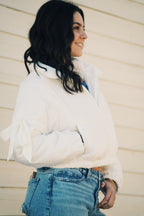 Long Sleeve Puffer Jacket With Satin Ribbon Bow