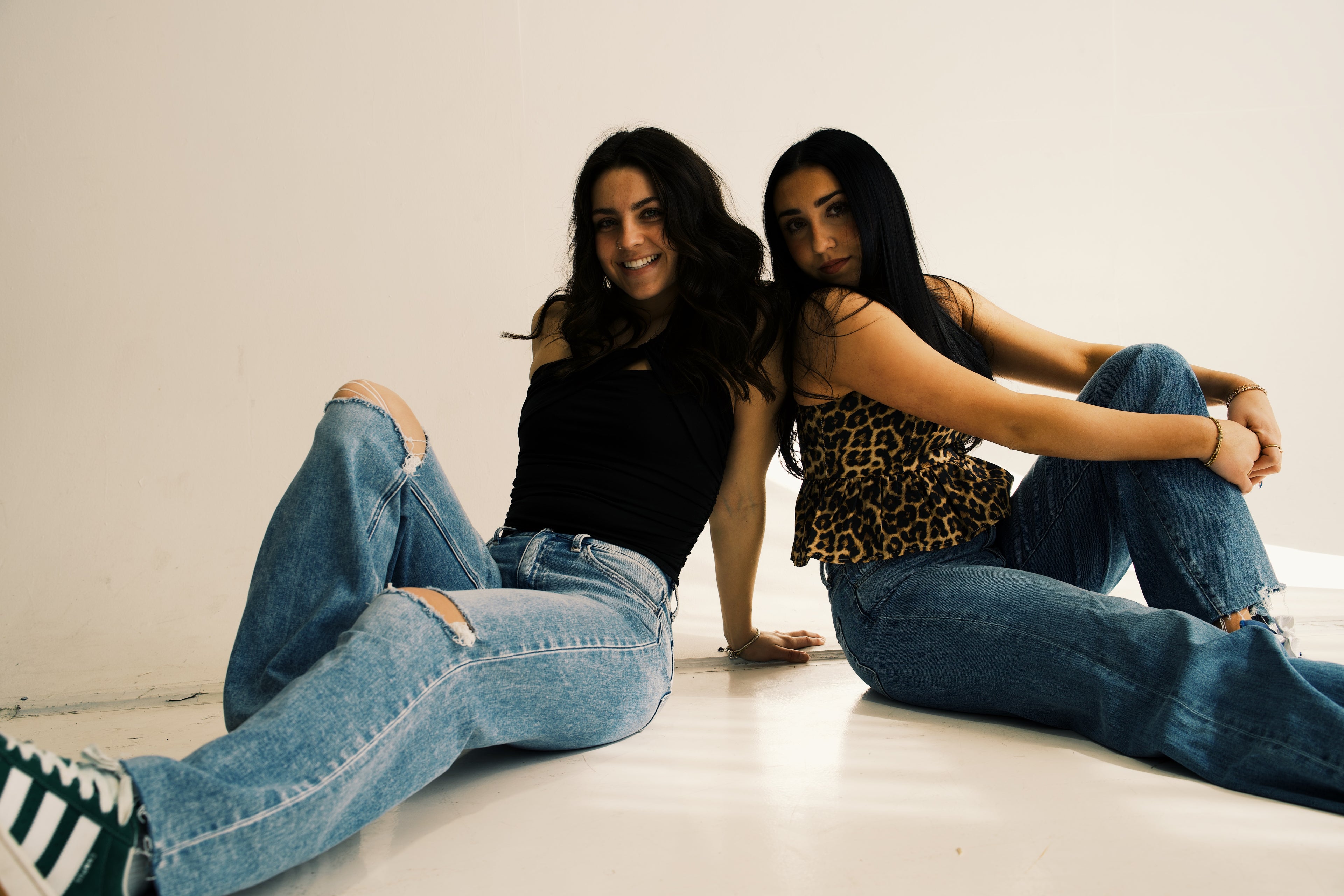 High Rise Distressed Slim Wide Jeans