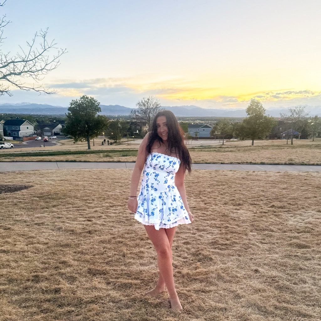 Wild Blue Floral Mini Dress