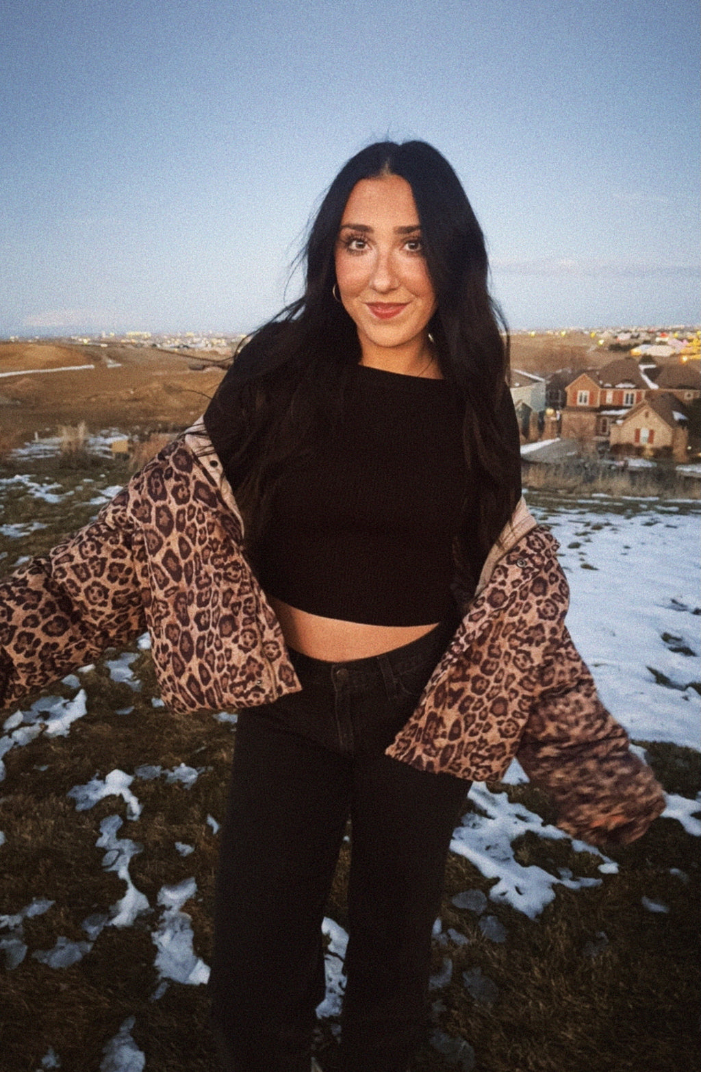 Leopard Cropped Puffer Jacket