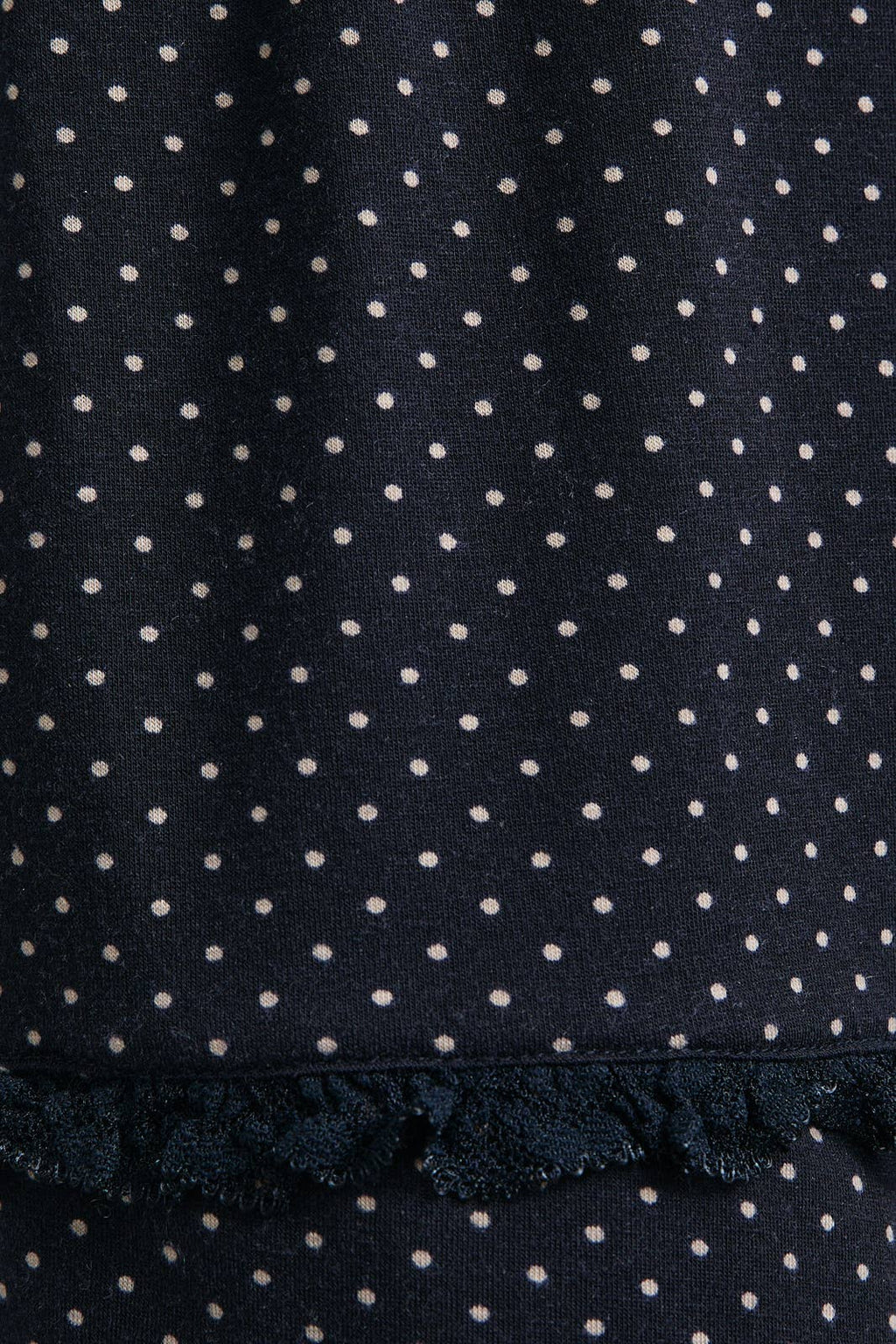 Polka Dot Knit Pajama Shorts With Lace Trim