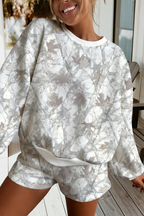 Camo Print Baggy Pullover Drawstring Shorts 2pcs Set